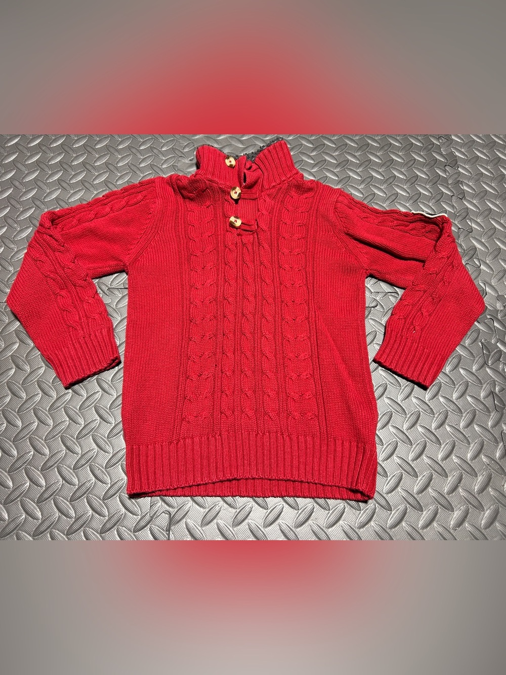 Timberland Kids Red Cable-Knit Pullover Sweater